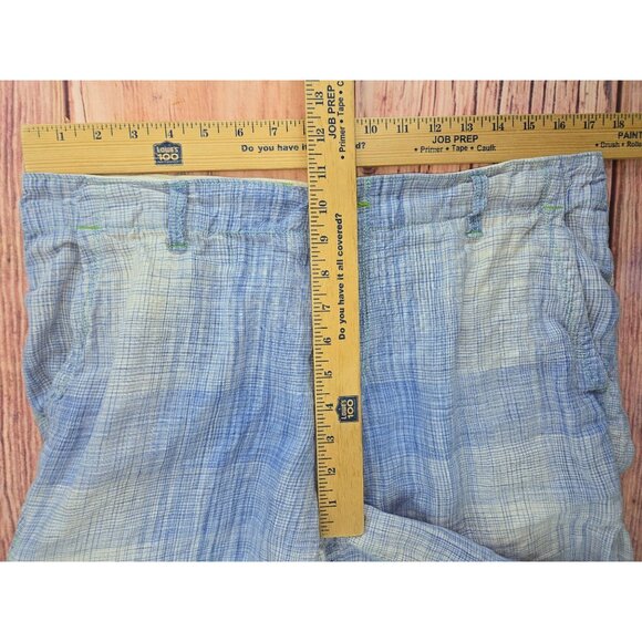 Tommy Bahama Mens Relax Linen Shorts Size 33 Blue Plaid Casual Summer - Picture 5 of 6
